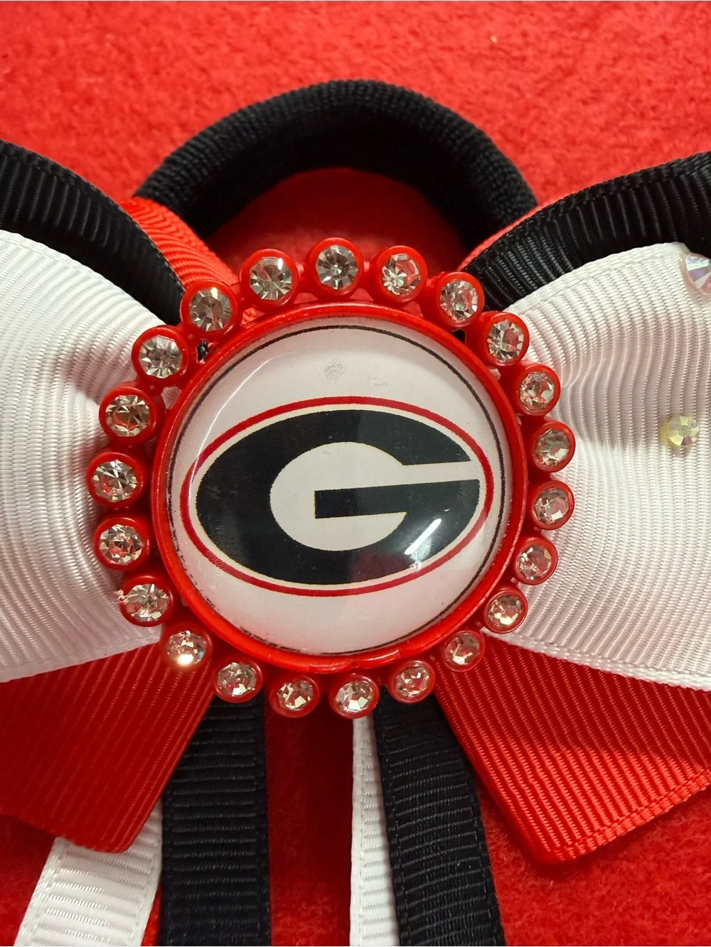 Georgia Red Black White Bow Hair Tie